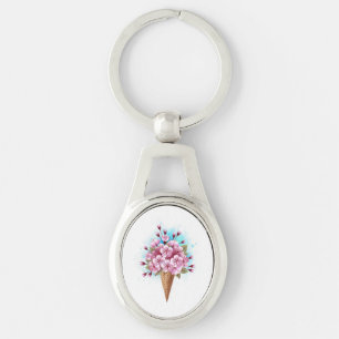 Porte-clés Cône rose Sakura crème glacée gaufre
