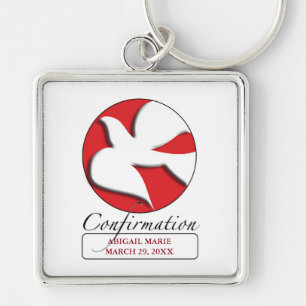 Porte-clés Confirmation, Dove, objets cadeaux personnalisés 