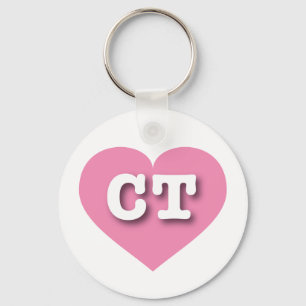Porte-clés Connecticut Coeur rose - J'aime CT