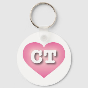 Porte-clés Connecticut Rose Fade Heart - I love CT