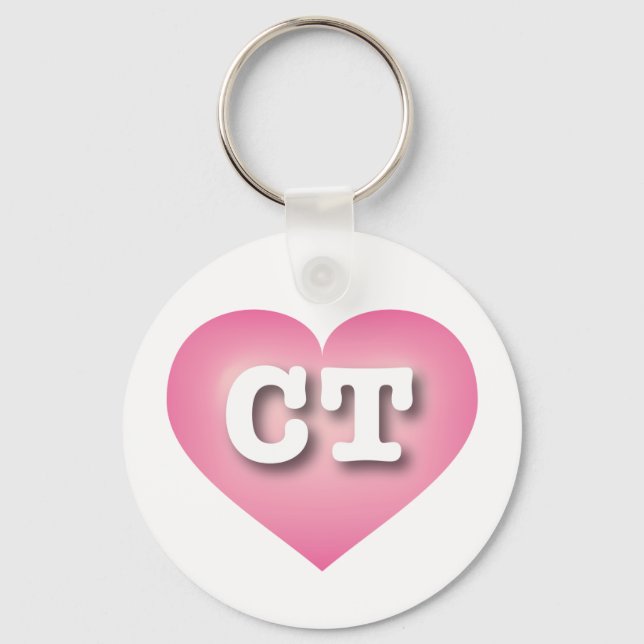 Porte-clés Connecticut Rose Fade Heart - I love CT (Recto)