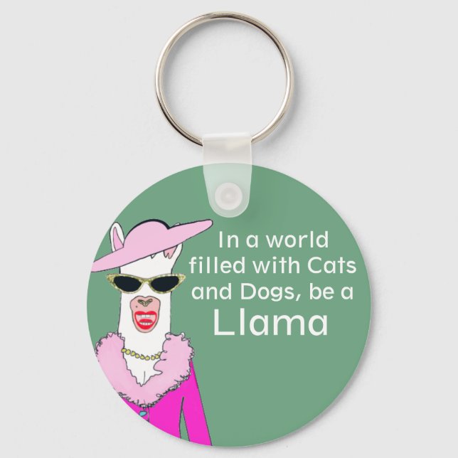 Porte-clés Conseil Funny Lady Llama Vert (Recto)