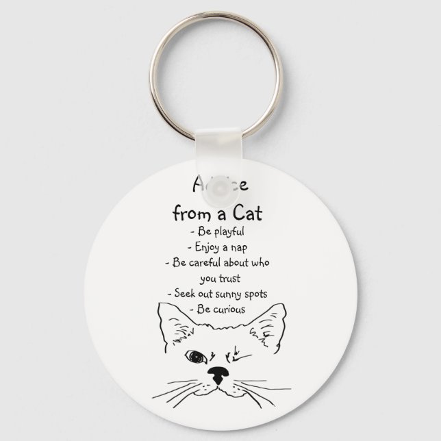 Porte-clés Conseils de Winking Cat amusant Humour animal (Recto)