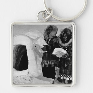 Porte-clés Constructeurs d'igloos vintage USA Alaska 1970