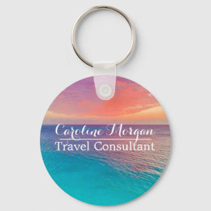 Porte-clés Consultant Agent de Voyage Scène de Plage 