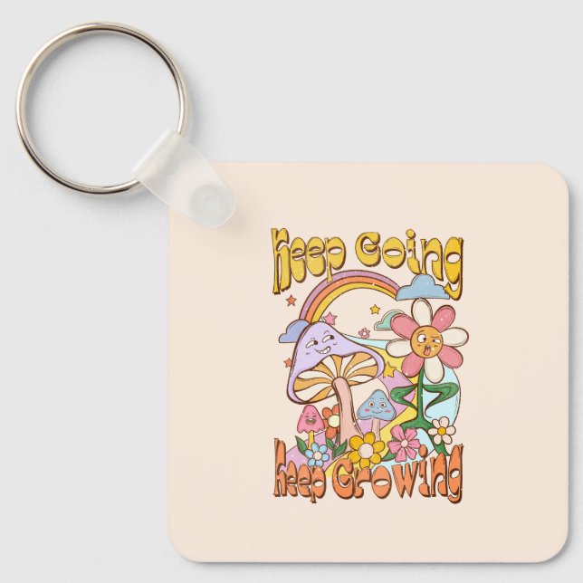 Porte-clés Continuer, continuer à croître - Champignons et fl (Recto)