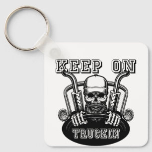 Porte-clés "Continuez sur Trukin Retro Inspiré Trucker