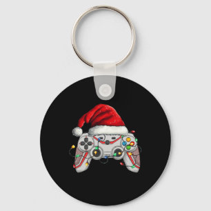 Porte-clés Contrôleur de jeu vidéo Noël Santa Hat Gamer Bo