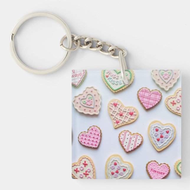 Porte-clés Cookies en forme de coeur pour la Saint-Valentin   (Devant)