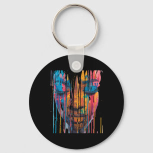 Porte-clés Cool Africaine femme Afro couleur visage peint Jun