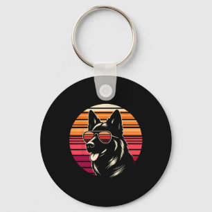Porte-clés Cool allemand berger chien retro Sunset Art Style 