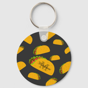 Porte-clés Cool and fun yummy taco pattern Monogram