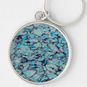 Porte-clés Cool, art numérique moderne d'aquarelle bleue