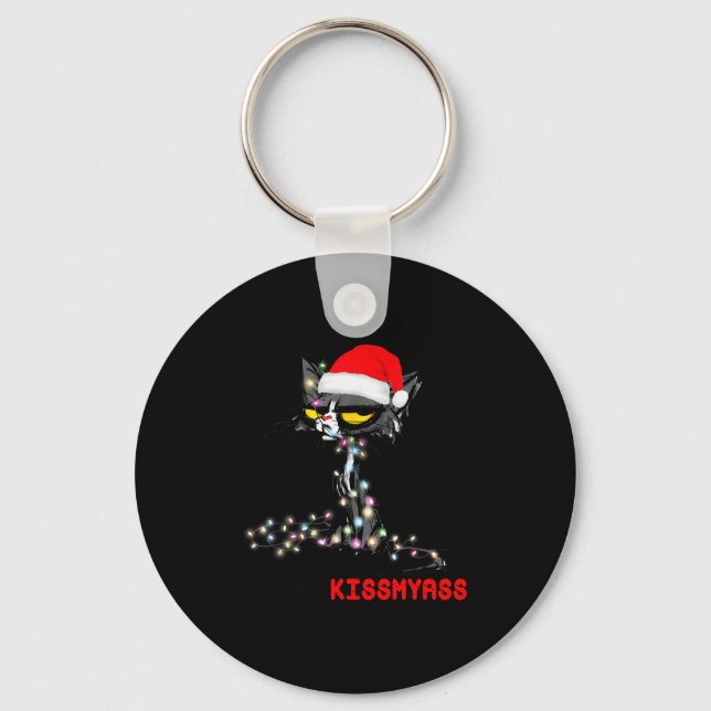 Porte-clés Cool Cat Hat Merry Kiss My Christmas  (Recto)