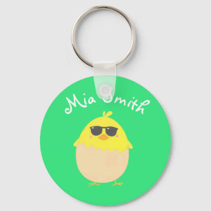 Porte-clés Cool Chick funky Pâques jaune poussin