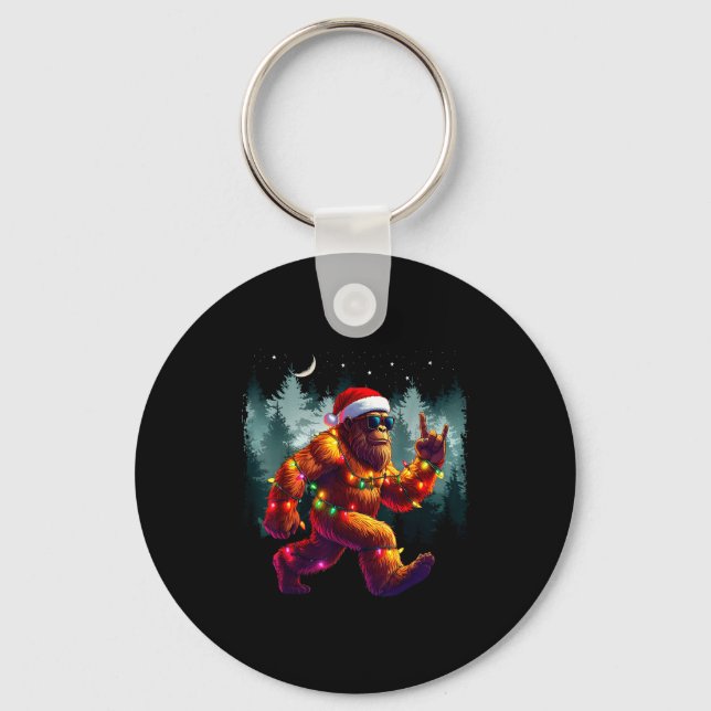 Porte-clés Cool Devil Horns Sasquatch Holiday Lights Christma (Recto)