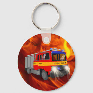 Porte-clés Cool Emergency Fire Engine Cartoon Design for Kids