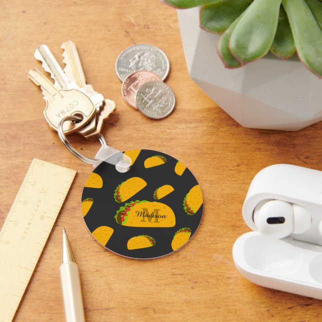 Porte-clés Cool et amusant yummy taco motif Monogramme (Bureau)
