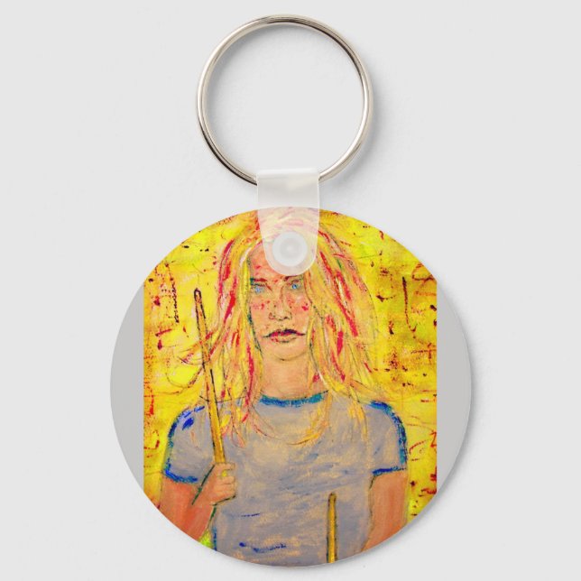 Porte-clés cool fille batteur (Recto)