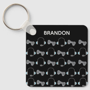 Porte-clés Cool Gamer Motif de jeu personnalisé Noir