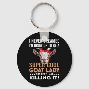 Porte-clés Cool Goat Lady Fille Animal Farmer Amusant Goat Lo