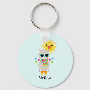 Porte-clés Cool Llama et souriant Kawaii Sun