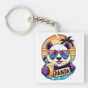 Porte-clés Cool Panda : Retro Summer & Beer Vibes