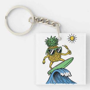 Porte-clés Cool Pineapple surf sur la plage Sea Vibrant
