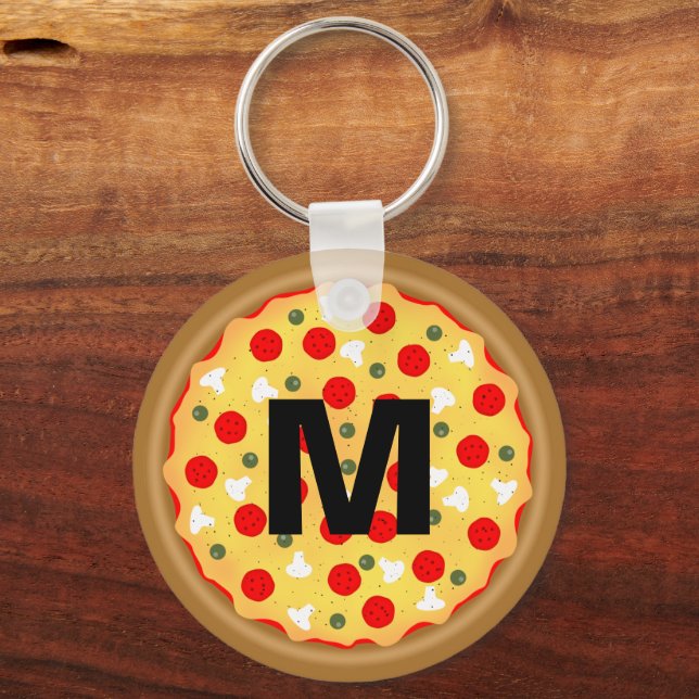 Porte-clés Cool plaisir pizza pepperoni champignon Custom Mon (Recto)