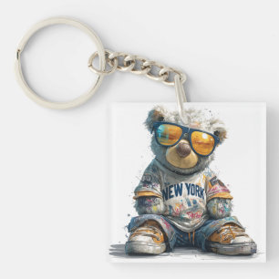 Porte-clés Cool Teddy Bear dans les lunettes de soleil et une