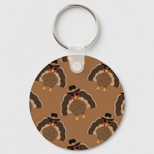 Porte-clés Cool Turquie Thanksgiving fun brown motif (Recto)