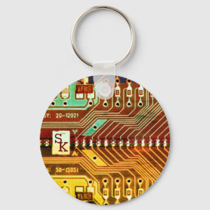 Porte-clés Cool Turquoise Jaune Unique Retro Steampunk Monogr