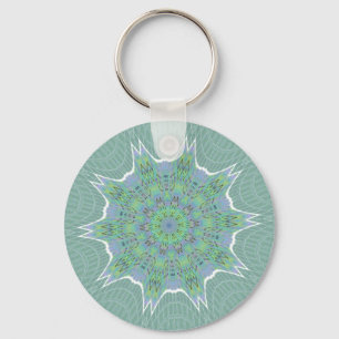 Porte-clés Cool vert motif floral