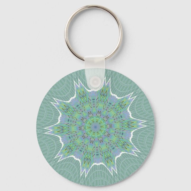 Porte-clés Cool vert motif floral (Recto)