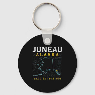 Porte-clés Coordonnées Carte Juneau Alaska, Voyage