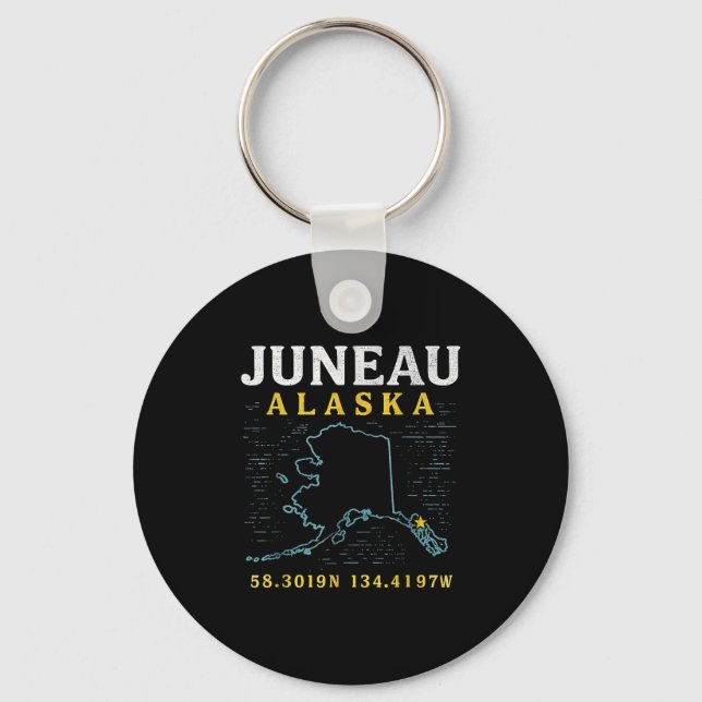 Porte-clés Coordonnées Carte Juneau Alaska, Voyage (Recto)