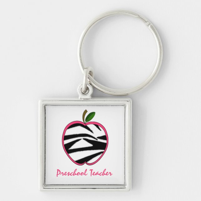 Porte-clés Copie préscolaire Apple de zèbre de professeur (Devant)