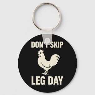 Porte-clés Coq, je vis sans sauter la journée de jambe Coq Hu
