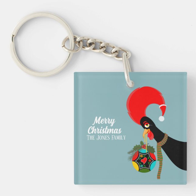 Porte-clés Coq portugais et saint Bauble de Noël (Devant)