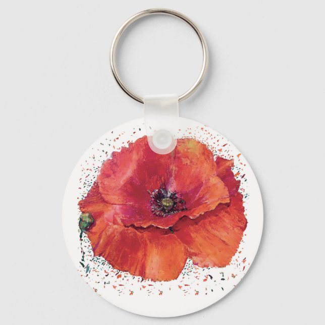 Porte-clés coquelicot rouge (Recto)