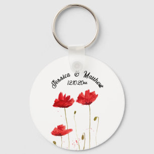 Porte-clés Coquelicots Rouge coquelicot floral Mariages aquar