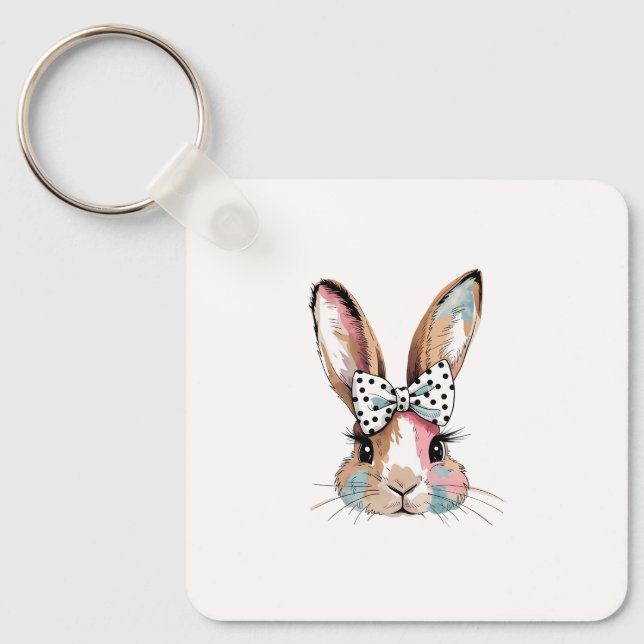 Porte-clés Coquette Bunny Bow Porte - clé de Pâques - Cute &  (Recto)