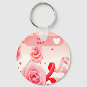 Porte-clés Coquette personnalisée roses, coeur et rubans mign
