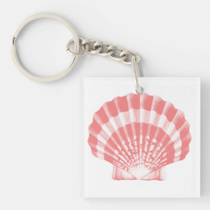 Porte-clés Coquillage - corail rose et blanc