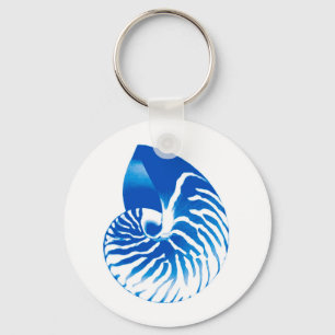 Porte-clés Coquille de Nautilus - bleu cobalt et blanc