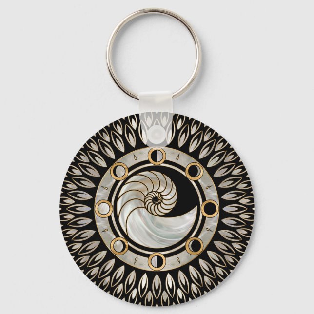 Porte-clés Coquille de Nautilus - Phases de la lune (Recto)
