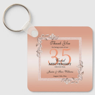 Porte-clés Coral Gem & Parties scintillant 35e anniversaire d