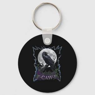 Porte-clés Corbeau effrayant F-caw-f pleine lune Halloween