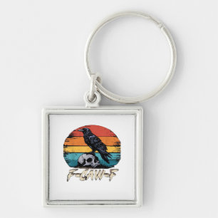 Porte-clés Corbeau, Oiseau Retro F-Caw-F Corbeau Drôle Corbea