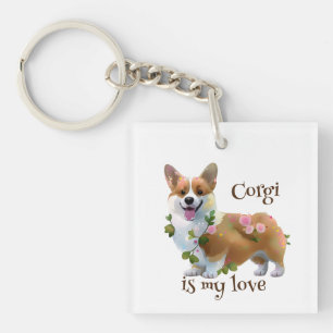 Porte-clés Corgi orange mignon pour une humeur positive